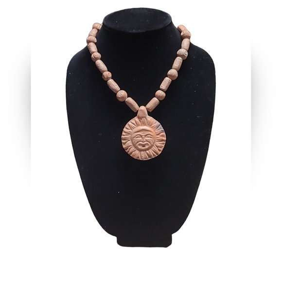 VTN Artisan Marvella Ceramic Sun Mayan Beaded Choker Statement Necklace - Picture 1 of 6